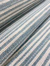Load image into Gallery viewer, Designer Cream Blue Nautical Woven Stripe Water &amp; Stain Resistant Upholstery Fabric WHS 3636
