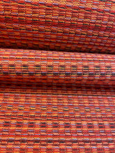 Load image into Gallery viewer, 1.25 Yds Designer Woven Water &amp; Stain Resistant Red Blue Black Stripe Tweed Upholstery Fabric WHS 3870