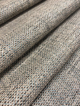 Load image into Gallery viewer, Designer Water &amp; Stain Resistant Taupe Brown Teal Herringbone MCM Mid Century Modern Chenille Upholstery Fabric WHS 3980