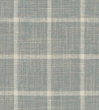 Load image into Gallery viewer, Heavy Duty Aqua Blue Cream Windowpane Check Upholstery Drapery Fabric FB