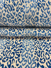 Load image into Gallery viewer, Scalamandre Corbet Navy Blue Beige Animal Pattern Epingle Velvet Upholstery Fabric STA 3452