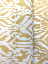Load image into Gallery viewer, Reversible Perennials Odyssey Topaz Indoor Outdoor Water Repellent Ikat Cream Yellow Upholstery Drapery Fabric STA 3327