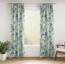 Load image into Gallery viewer, Stain Resistant Teal Blue Green Grey Chinoiserie Crane Bird Upholstery Drapery Fabric CF