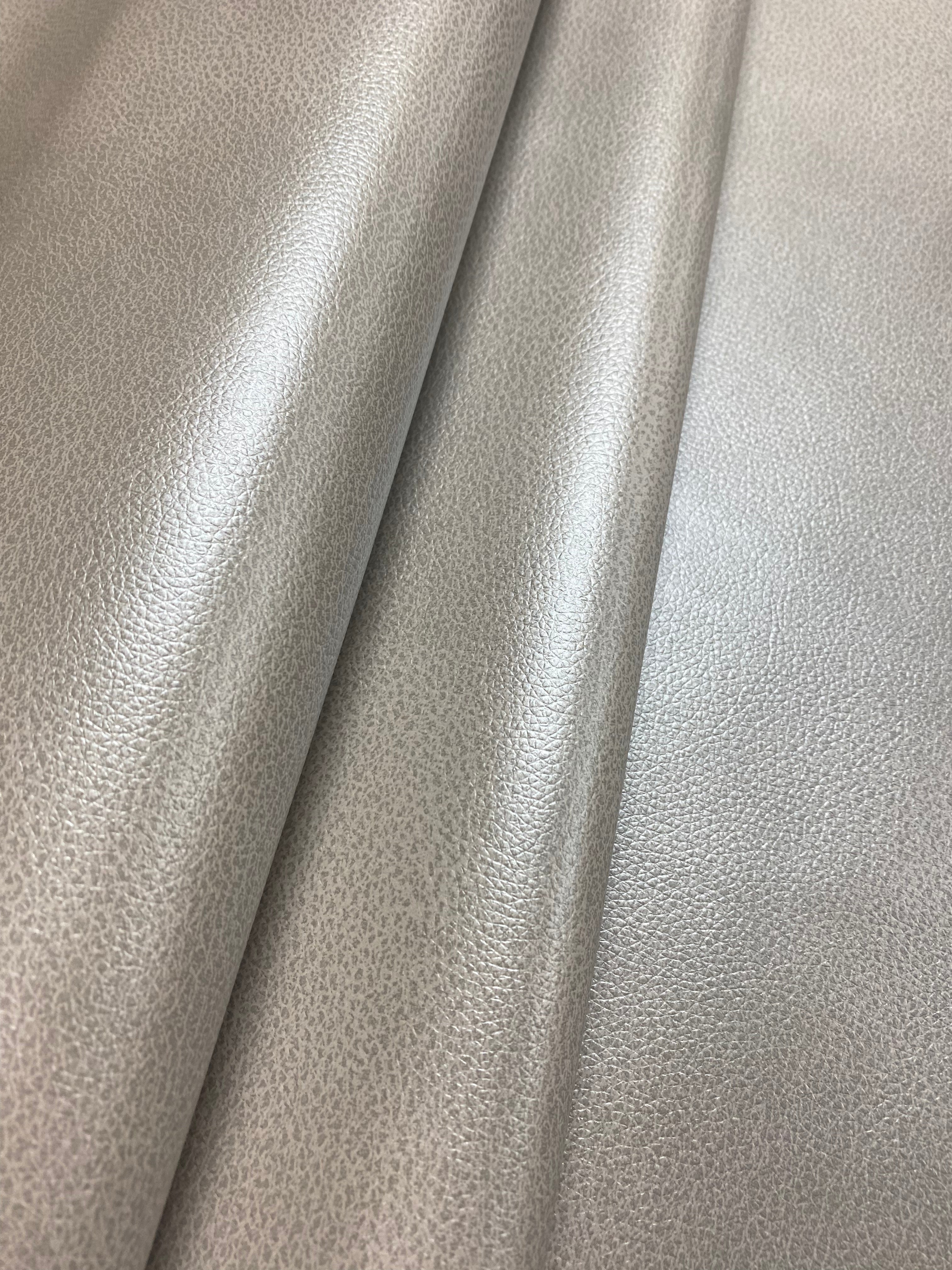 G363 Silver Metallic Leather Grain Upholstery Faux Leather By The