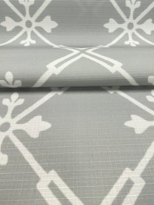 Designer Water & Stain Resistant Grey White Geometric Floral Indoor Outdoor Upholstery Drapery Fabric WHS 3097