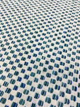 Load image into Gallery viewer, 1.3 Yard Kravet Design - 36090-340 Horizon Inside Out Indoor Outdoor Teal Aqua Blue White Green Geometric Upholstery Fabric WHS 3529