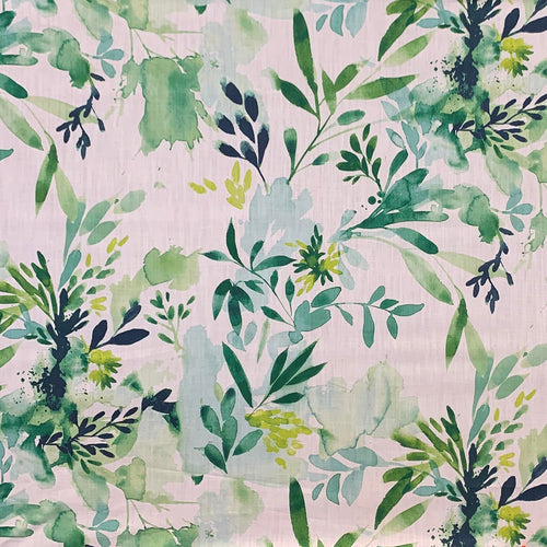 Cotton Linen Emerald Lime Green Seafoam Aqua Navy Blue Floral Upholstery Drapery Fabric MGF