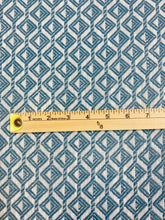 Load image into Gallery viewer, 1.6 Yard Designer Teal Off White Geometric Diamond Water &amp; Stain Resistant Upholstery Drapery Fabric WHS 3305