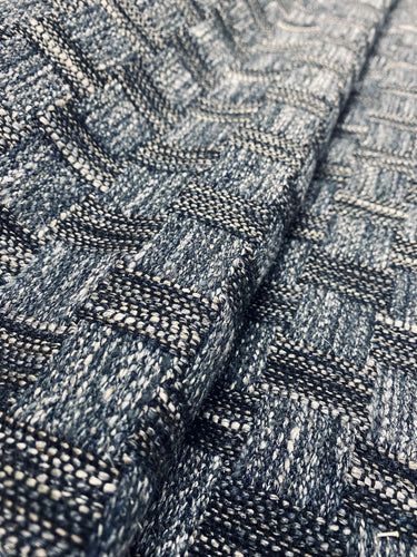 1.3 Yard Mark Alexander Bardi Indigo Charcoal Grey Reversible MCM Mid Century Modern Water Resistant Upholstery Fabric WHS 3181