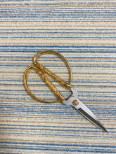 Load image into Gallery viewer, Crypton Goede Denim Water &amp; Stain Resistant Blue Beige Seafoam Taupe Stripe Chenille Upholstery Fabric STA 3996