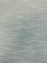 Load image into Gallery viewer, Designer Water &amp; Stain Resistant Performance Aqua Blue White Woven Performance Geometric Upholstery Fabric WHS 3546