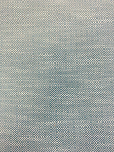 Designer Water & Stain Resistant Performance Aqua Blue White Woven Performance Geometric Upholstery Fabric WHS 3546
