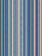 Load image into Gallery viewer, Cotton Heavy Duty Navy Blue Teal Aqua Grey Cream Stripe Upholstery Fabric FB
