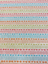 Load image into Gallery viewer, Designer Green Orange Turquoise Blue Red Stripe Water &amp; Stain Resistant Upholstery Fabric WHS 3472