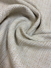 Load image into Gallery viewer, Designer Beige Cream Herringbone Tweed Mid Century Modern Water &amp; Stain Resistant Upholstery Fabric STA 4007