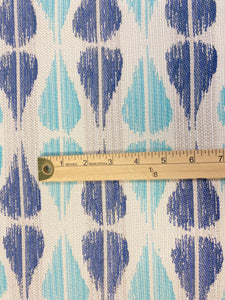 54" x 70" Piece Sunbrella Alaxi Duets Dup Sea Navy Blue Turquoise Ikat Stripe Outdoor Water & Stain Resistant Upholstery Fabric WHS 3500