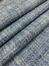 Load image into Gallery viewer, Designer Navy Blue White MCM Mid Century Modern Linen Viscose Tweed Water &amp; Stain Resistant Upholstery Fabric WHS 4054