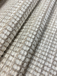 Designer Water & Stain Resistant Taupe Grey Cream MCM Mid Century Modern Chenille Upholstery Fabric WHS 4083