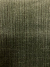 Load image into Gallery viewer, Schumacher Performance Antic Strie Olive Green Velvet Water &amp; Stain Resistant Upholstery Fabric STA 3795