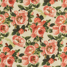 Load image into Gallery viewer, Stain Resistant Beige Rose Red Green Floral Upholstery Drapery Fabric CF