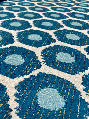 Burch Fabrics Nanotex Teal Blue Aqua Ikat Chenille Water & Stain Resistant Upholstery Fabric STA 3291