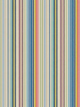 Load image into Gallery viewer, Taupe Chartreuse Green Blue Purple Nautical Stripe Cotton Drapery Upholstery Fabric FB