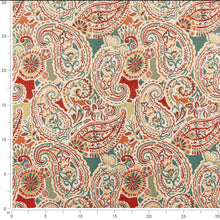 Load image into Gallery viewer, Beige Orange Teal Yellow Paisley Upholstery Drapery Fabric CF