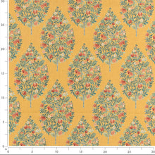 Load image into Gallery viewer, Stain Resistant Floral Mustard Yellow Red Teal Green Pomegranate Drapery Upholstery Fabric CF