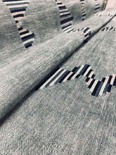 Load image into Gallery viewer, Kelly Wreastler Arcade Jade Reversible Green Teal Navy Blue Purple Abstract Chenille Upholstery Fabric STA 3134