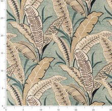 Load image into Gallery viewer, Stain Resistant Seafoam Beige Taupe Black Floral Upholstery Drapery Fabric CF