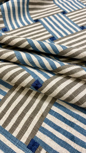 1.25 Yard of Kravet Over Under Coast Geometric Embroidered Grey Blue Linen Blend Water & Stain Resistant Upholstery Fabric WHS 3139