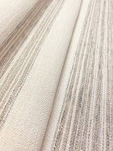 Load image into Gallery viewer, Designer Water &amp; Stain Resistant Beige Sage Cream Grey Stripe Upholstery Fabric WHS 3625