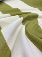 Load image into Gallery viewer, 66" Wide Lime Green Cream Stripe Indoor Outdoor Water &amp; Stain Resistant Upholstery Drapery Fabric STA 3580