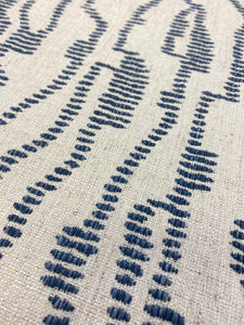 Lee Industries Quinton Denim Water & Stain Resistant Abstract Blue Beige Cotton Flax Blend Upholstery Fabric WHS 3498