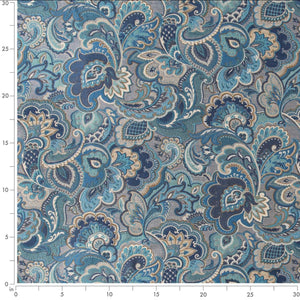 Navy Blue Cream Paisley Damask Upholstery Drapery Fabric CB700-387 newest