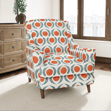 Load image into Gallery viewer, Heavy Duty Teal Orange Cream Floral Medallion Tapestry Upholstery Fabric CF