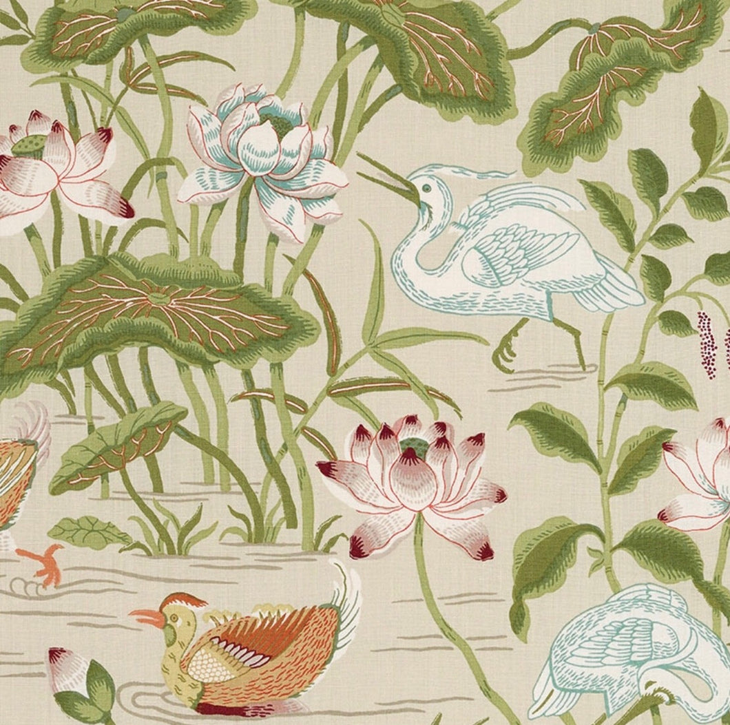 Schumacher Lotus Garden Fabric 172936 / Parchment