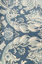 Load image into Gallery viewer, Kravet French Aqua Navy Blue Lorton Linen Damask Water &amp; Stain Resistant Upholstery Drapery Fabric STA 3037