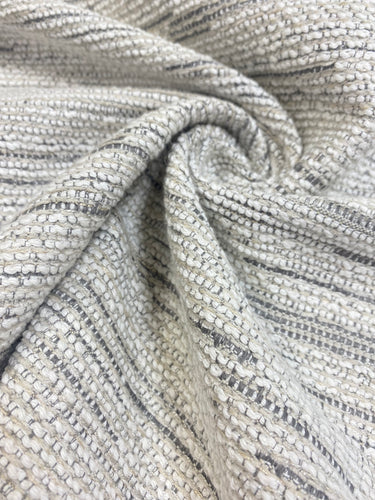 1.7 Yard Designer Water & Stain Resistant Grey Cream Textured Boucle MCM Mid Century Modern Upholstery Fabric WHS 3709