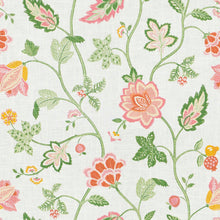 Load image into Gallery viewer, Cream Orange Pink Green Linen Blend Floral Upholstery Drapery Fabric FB