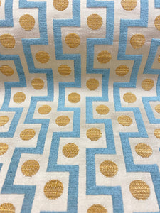 1.6 Yard Reversible Mustard Teal Gold Geometric Velvet Water & Stain Resistant Upholstery Fabric STA 3193