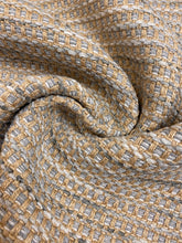 Load image into Gallery viewer, Designer Heavy Duty Beige Ecru Linen Flax Chenille Tweed Grey Water &amp; Stain Resistant Upholstery Fabric WHS 3976