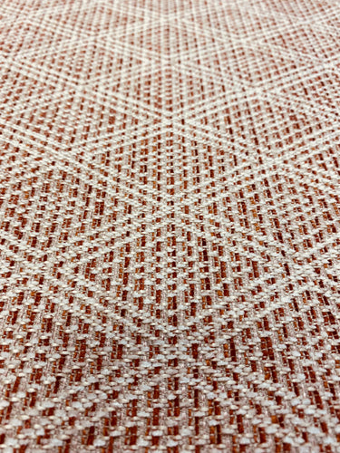 1.5 Yard Johnson Fabric Diplomat Burnt Orange Beige Geometric Tweed Upholstery Fabric WHS 3121