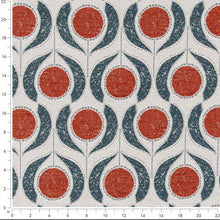 Load image into Gallery viewer, Heavy Duty Teal Orange Cream Floral Medallion Tapestry Upholstery Fabric CF