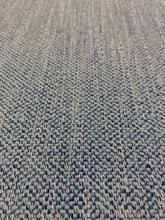 Load image into Gallery viewer, Designer Water &amp; Stain Resistant Navy Blue Aqua White MCM Mid Century Modern Tweed Upholstery Fabric WHS 3649