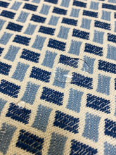 Load image into Gallery viewer, 1.3 Yard Brunschwig &amp; Fils Briquetage Indoor Outdoor Water Stain Resistant Geometric French Blue Navy Upholstery Fabric WHS 3617