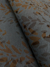 Load image into Gallery viewer, Designer Water &amp; Stain Resistant Brown French Blue Botanical Upholstery Fabric WHS 3646
