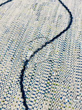 Load image into Gallery viewer, 1.25 Yard Designer Navy Blue Teal Green Cream MCM Mid Century Modern Tweed Embroidered Water Resistant Upholstery Drapery Fabric WHS 3450