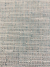Load image into Gallery viewer, Designer Crypton Water &amp; Stain Resistant Teal Aqua Blue Cream Tweed MCM Mid Century Modern Upholstery Fabric WHS 4198