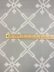 Designer Water & Stain Resistant Grey White Geometric Floral Indoor Outdoor Upholstery Drapery Fabric WHS 3097